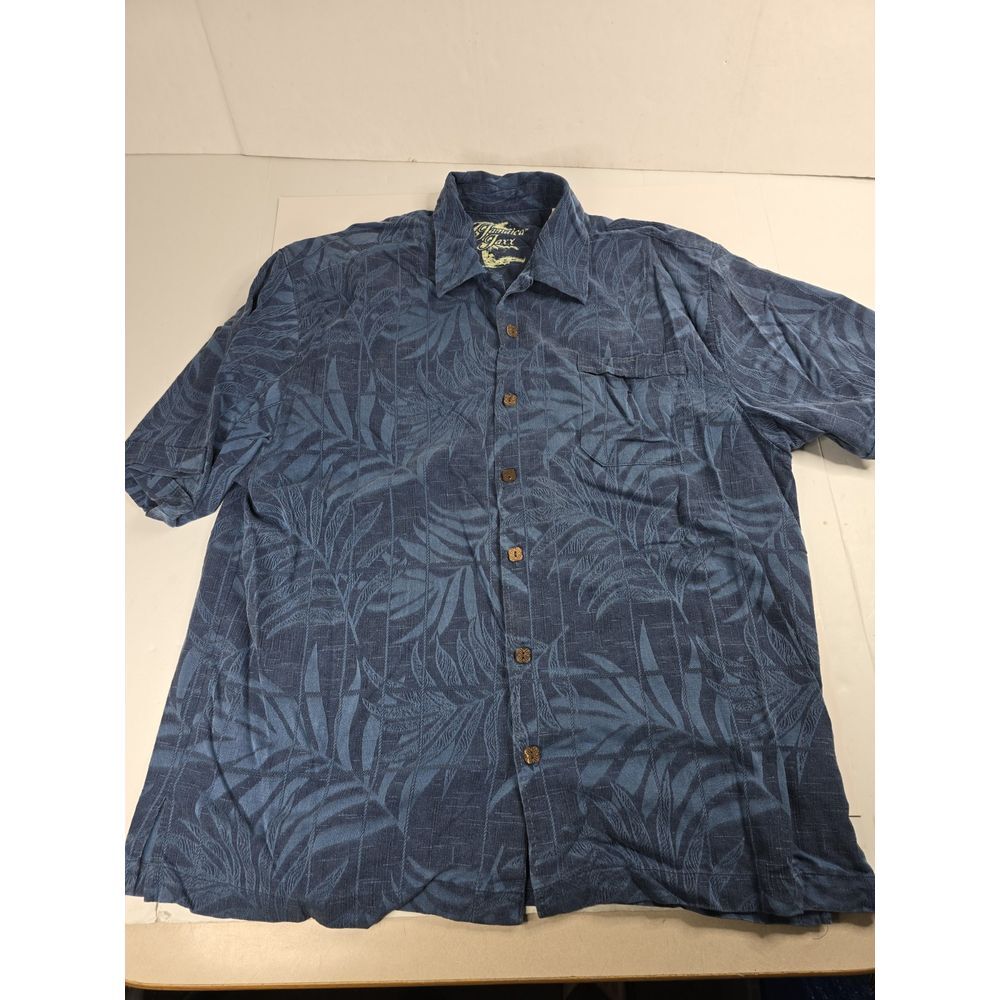 Jamaica Jaxx Silk Shirt Men XL Button Up Floral Pocket Short Sleeve Shirt Beach